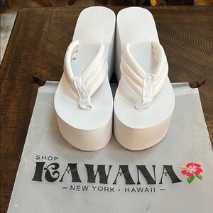 Women's White Platform Flip Flops